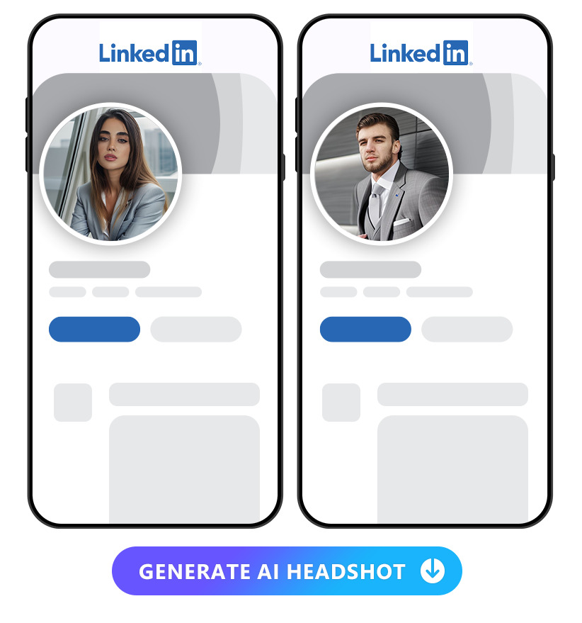 a woman and a man's headshots made by PhotoDirector in Linkedin mockup